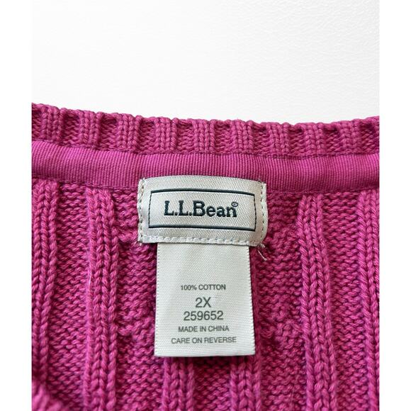 LL Bean Cable Knit Cardigan Sweater, Size 2X - Picture 5 of 9